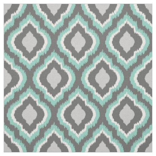 Aqua and Gray Ikat Moroccan Fabric
