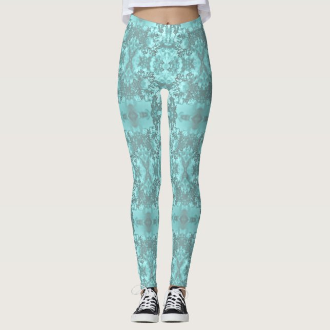Aqua and gray leggings (Front)