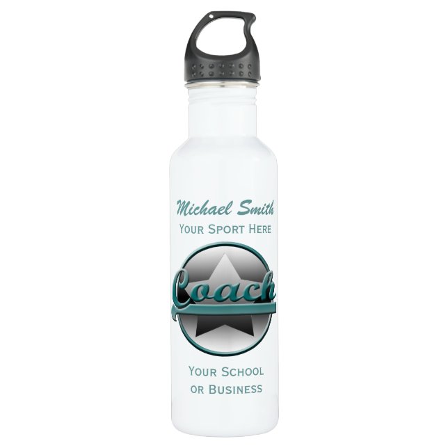 Aqua and Gray Star Coach Liberty Bottle (Front)