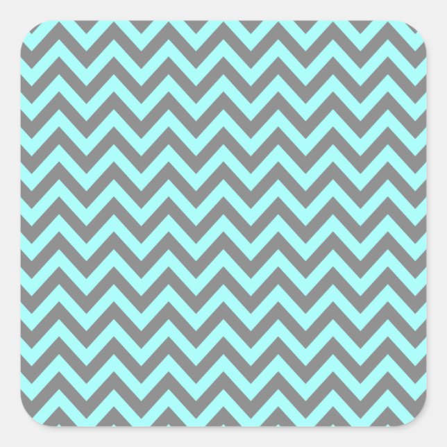 Aqua and Gray Zigzag 2 Square Sticker (Front)
