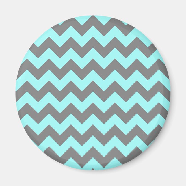 Aqua and Gray Zigzag Magnet (Front)