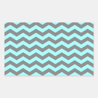 Aqua and Gray Zigzag Rectangular Sticker