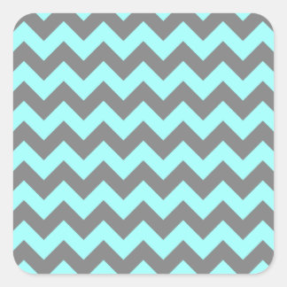 Aqua and Gray Zigzag Square Sticker