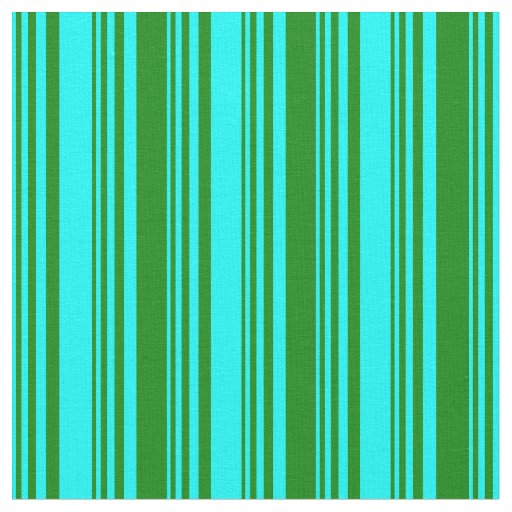 Aqua and Green Striped Pattern Fabric