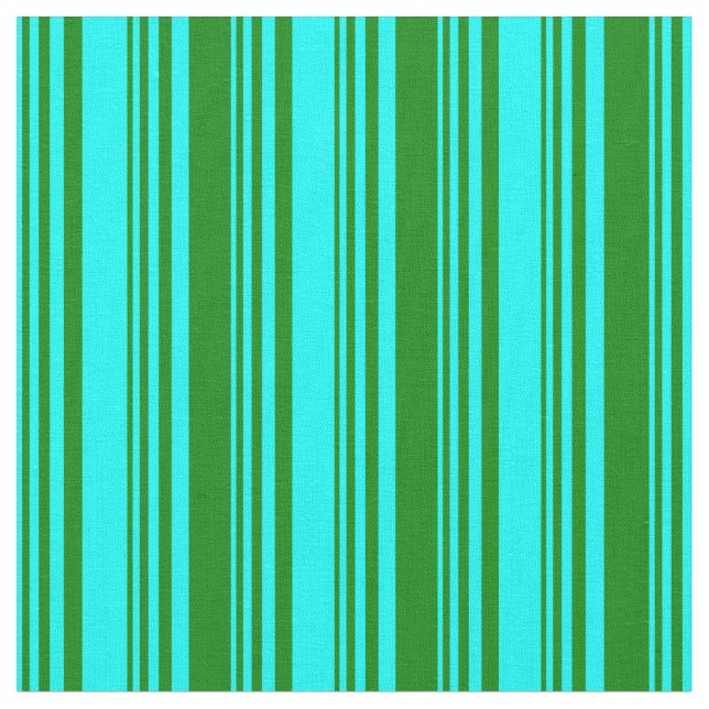 Aqua and Green Striped Pattern Fabric (Close Up)