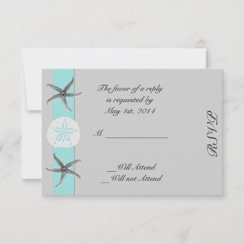 Aqua and Grey Band Starfish Response Card