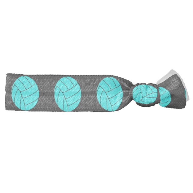 Aqua and Grey Volleyball Hair Tie (Right)
