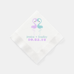 Aqua and Lavender Flamingos Beach Wedding Paper Napkins