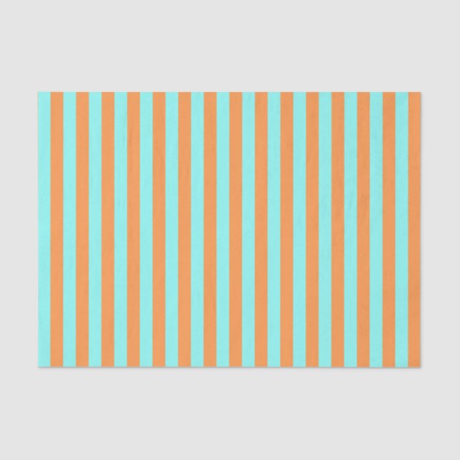 Aqua and Light Orange Stripes Tissue Paper (Front)