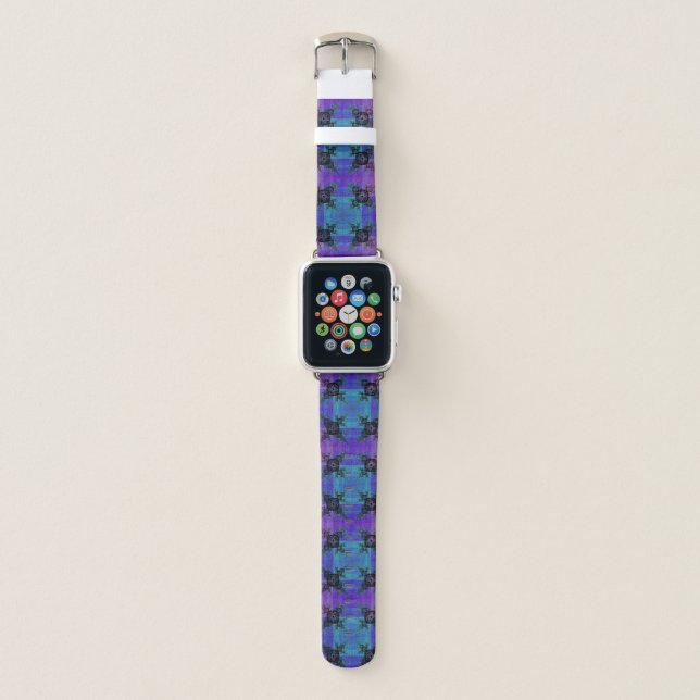 Aqua and Lilac Fractal Joy Apple Watch Bands (Front)