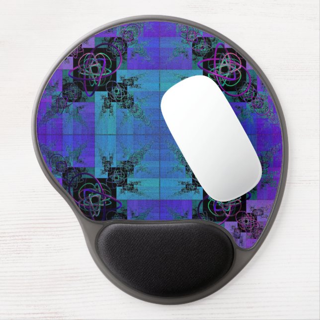 Aqua and Lilac Fractal Joy Mouse Pad (Left Side)