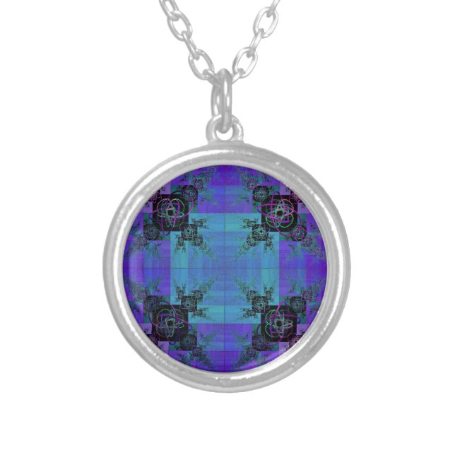 Aqua and Lilac Fractal Joy Necklace (Front)