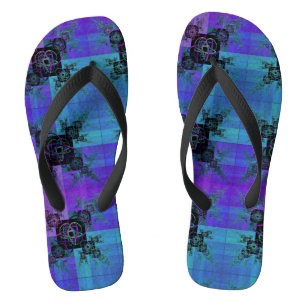 Aqua and Lilac Fractal Joy Thongs Flip Flops