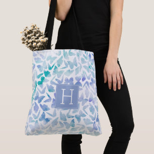 Aqua and Lilac Watercolor Butterflies Tote Bag
