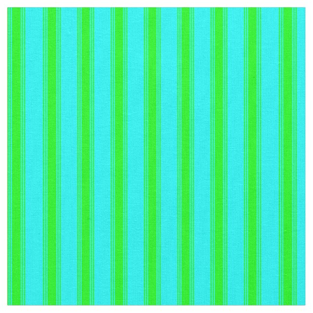 Aqua and Lime Colored Stripes Fabric (Close Up)