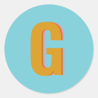 Aqua and Mustard Retro Typography Monogram Initial