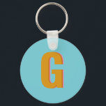 Aqua and Mustard Retro Typography Monogram Initial Keychain<br><div class="desc">Aqua and Mustard Retro Typography Monogram Initial Keychain</div>