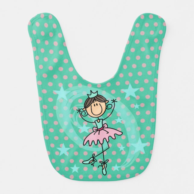 Aqua and Pink Ballerina Bib (Front)
