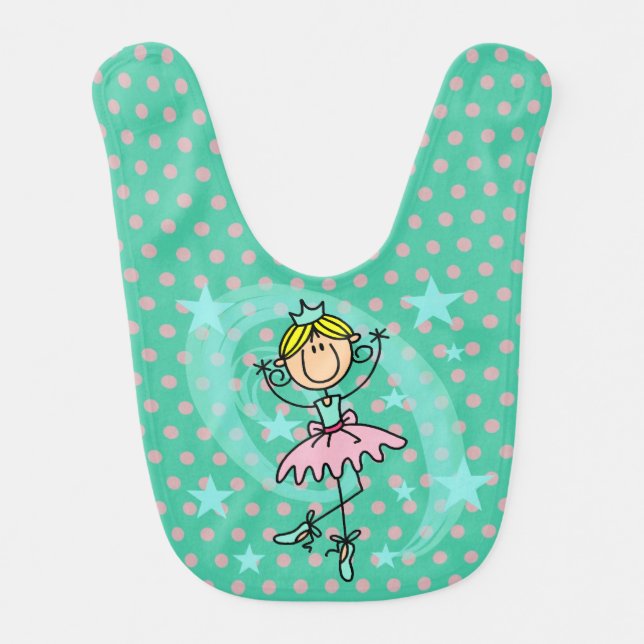 Aqua and Pink Ballerina Bib (Front)