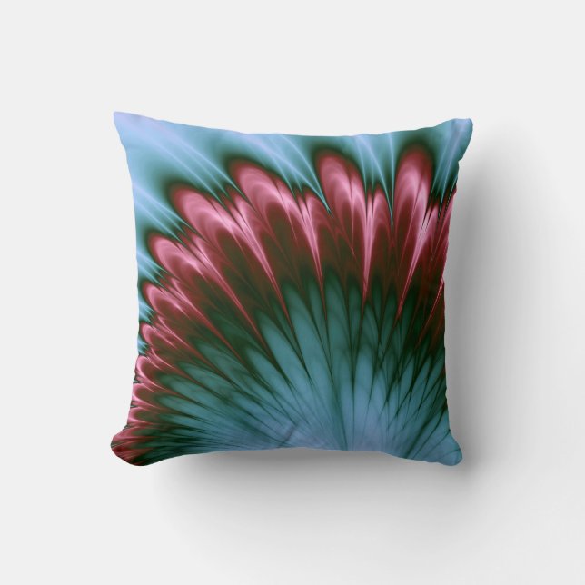 Aqua and Pink Glory Throw Pillow (Front)