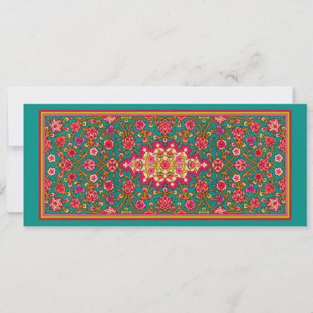 Aqua and Pink Moroccan Wedding Invitation (Front)