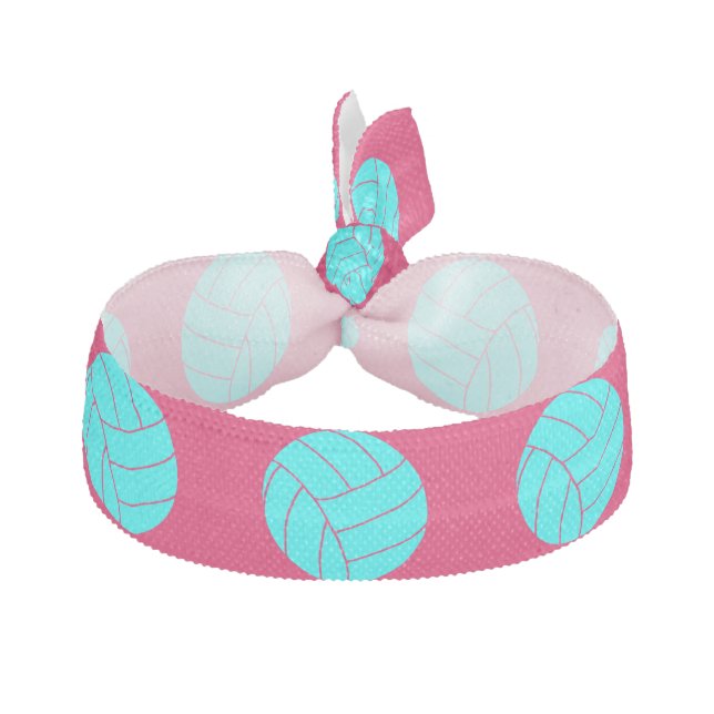 Aqua and Pink Volleyball Hair Tie [CUSTOMIZE IT!] (Front)