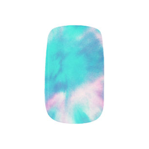 Aqua and Pink Watercolor Minx Nail Art