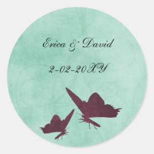 aqua and plum vintage butterflies envelopes seals