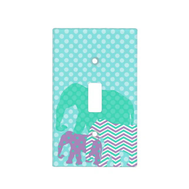 Aqua and Purple Elephants Light Switch Cover Zazzle