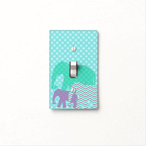 Aqua and Purple Elephants Light Switch Cover Zazzle