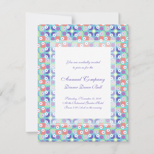 Aqua and Purple Fifties Retro Chic Modern Invitation (Front)
