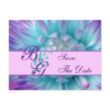 Aqua and Purple Flower Petals Save the Date