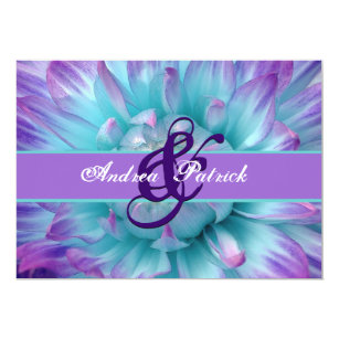 Purple Aqua Floral Wedding Invitations Zazzle