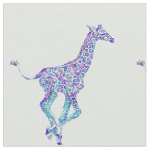 Aqua and purple giraffe personalizable fabric