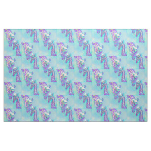 aqua and purple giraffes fabric