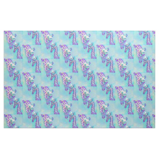 aqua and purple giraffes fabric