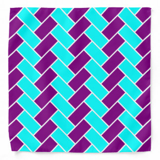 Aqua and Purple Herringbone Bandana