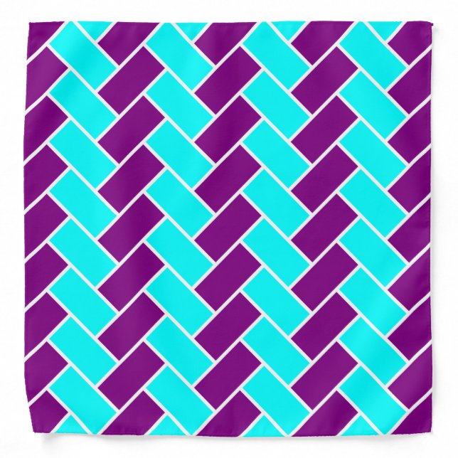 Aqua and Purple Herringbone Bandana (Front)