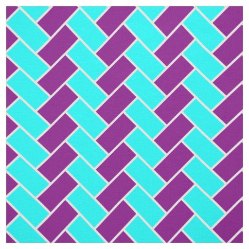 Aqua and Purple Herringbone Fabric