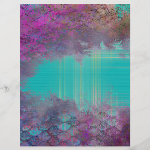 Aqua and Purple Mermaid Grunge Scrapbook Pape