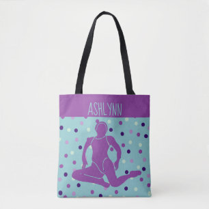 Aqua and Purple Synchronized Swimming Personalized Tote Bag