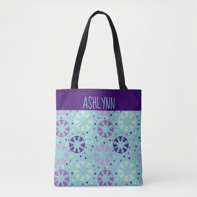 Aqua and Purple Synchronized Swimming Personalized Tote Bag (Front)