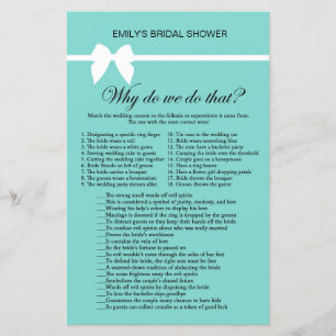 Aqua and Ribbon Bridal Shower Game PRINTED