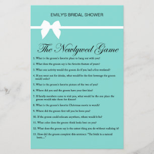 Aqua and Ribbon Bridal Shower Game PRINTED
