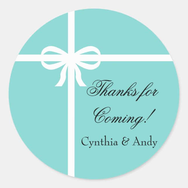 Aqua and Ribbon Favor Stickers (Front)