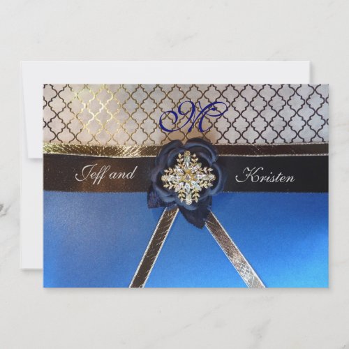 Aqua and Royal Blue Wedding Invitations