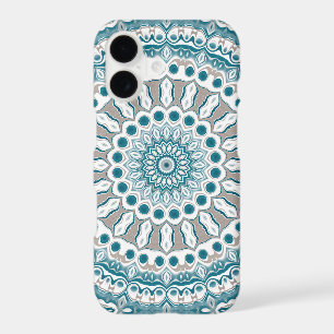 Aqua and Sand Modern Mandala Design iPhone 17 Case