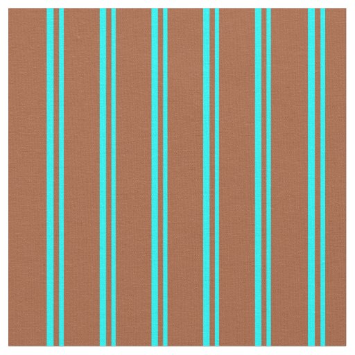 Aqua and Sienna Stripes Fabric