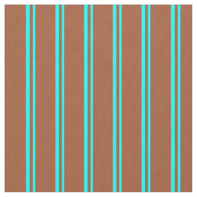 Aqua and Sienna Stripes Fabric (Close Up)