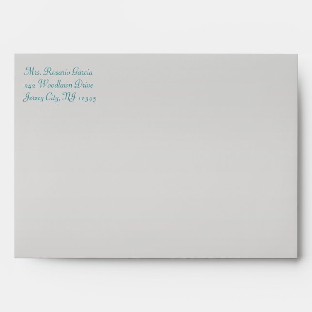 Aqua and Silver Envelope for 5"x7" Sizes (Front)